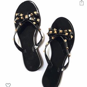 Black Studded Flip-Flops